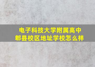 电子科技大学附属高中郫县校区地址学校怎么样