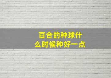 百合的种球什么时候种好一点