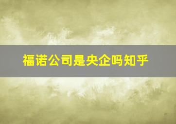 福诺公司是央企吗知乎