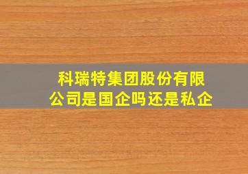 科瑞特集团股份有限公司是国企吗还是私企