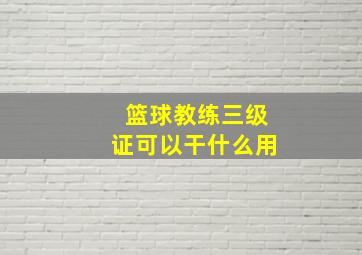 篮球教练三级证可以干什么用