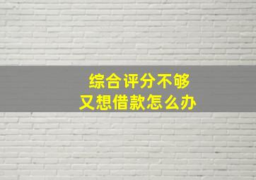 综合评分不够又想借款怎么办