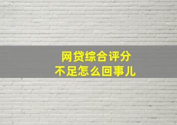 网贷综合评分不足怎么回事儿