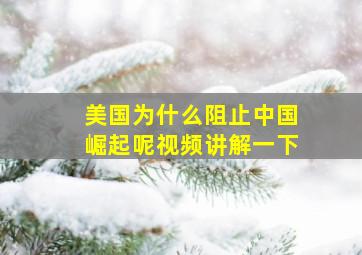 美国为什么阻止中国崛起呢视频讲解一下