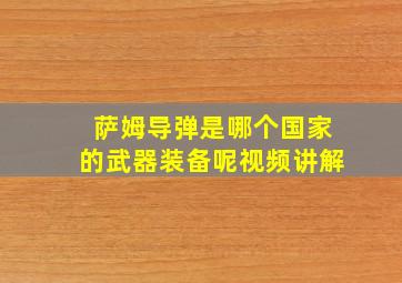 萨姆导弹是哪个国家的武器装备呢视频讲解