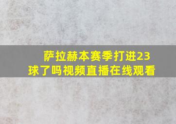 萨拉赫本赛季打进23球了吗视频直播在线观看