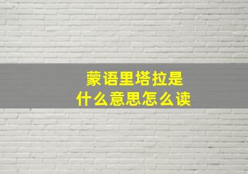 蒙语里塔拉是什么意思怎么读