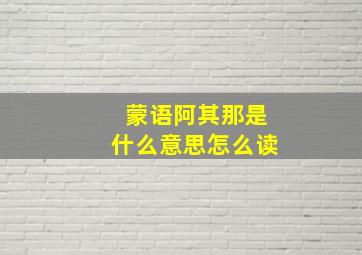 蒙语阿其那是什么意思怎么读