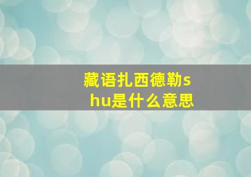 藏语扎西德勒shu是什么意思