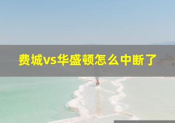 费城vs华盛顿怎么中断了