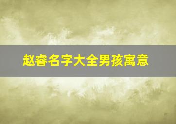 赵睿名字大全男孩寓意