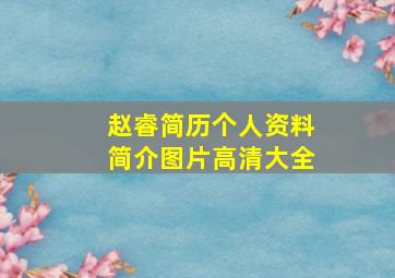 赵睿简历个人资料简介图片高清大全