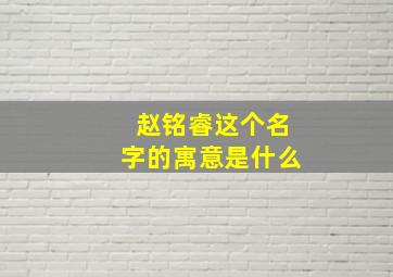 赵铭睿这个名字的寓意是什么