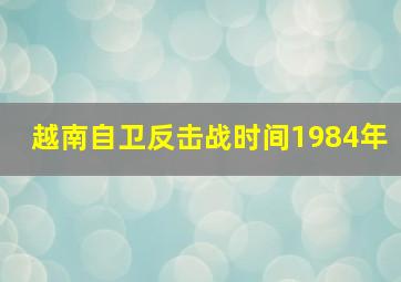 越南自卫反击战时间1984年