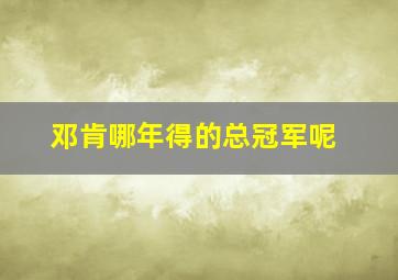 邓肯哪年得的总冠军呢