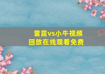 雷霆vs小牛视频回放在线观看免费