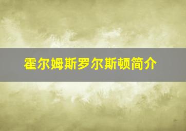 霍尔姆斯罗尔斯顿简介