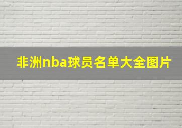 非洲nba球员名单大全图片