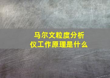 马尔文粒度分析仪工作原理是什么