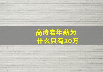 高诗岩年薪为什么只有20万