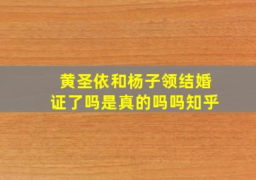 黄圣依和杨子领结婚证了吗是真的吗吗知乎