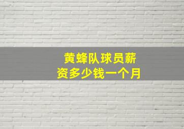 黄蜂队球员薪资多少钱一个月