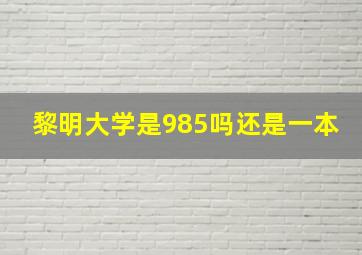 黎明大学是985吗还是一本